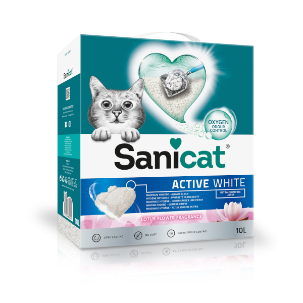SANICAT White Active  Clumping lotus flower box 10lt (Λευκός & Ψιλός)